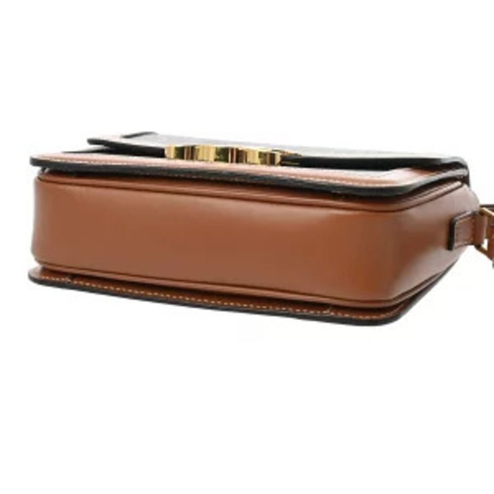 Celine Teen Triomphe Bag Tan Canvas Calfskin Shoulder - Picture 5 of 9